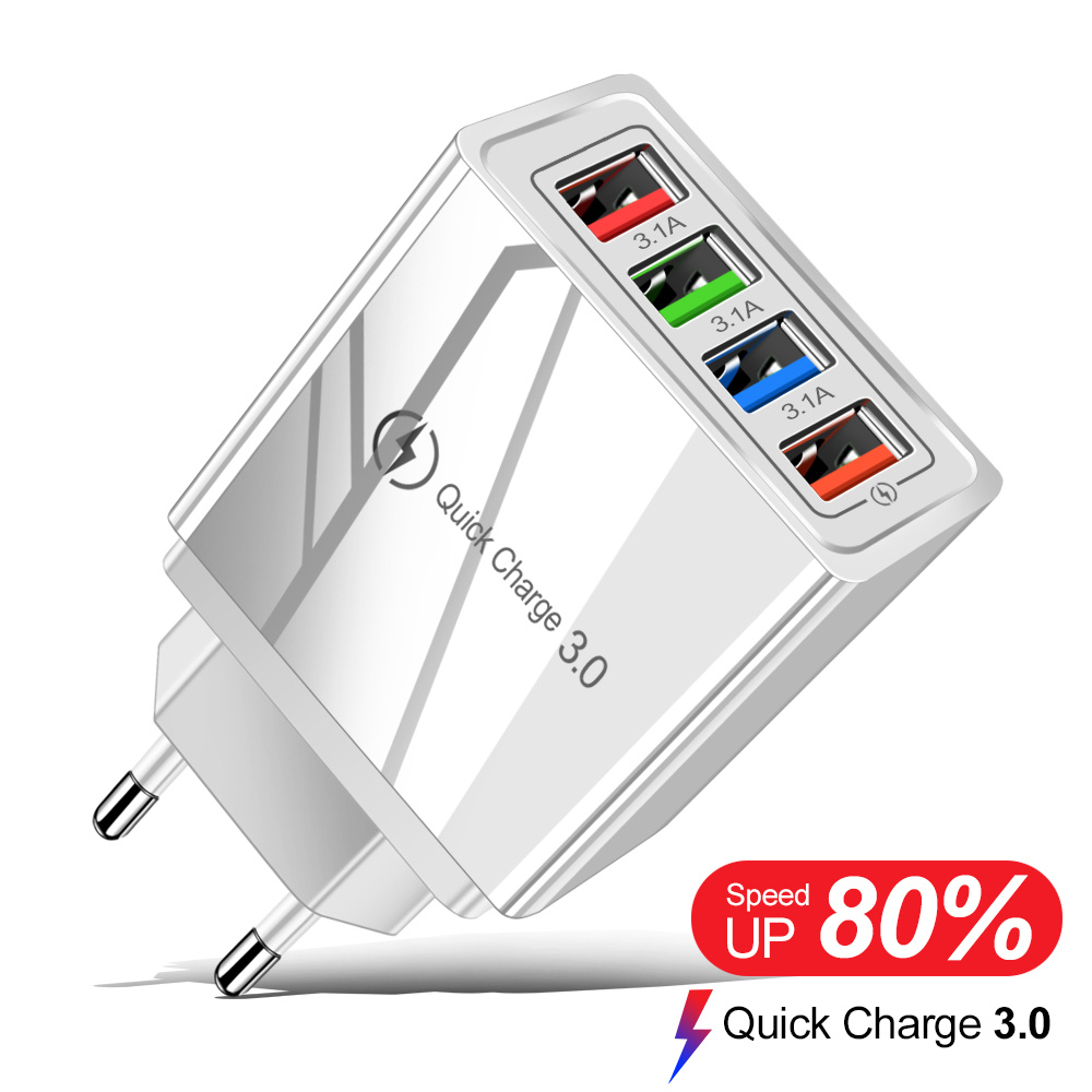 USB Charger Quick Charge 3.0 4 Phone Adapter For Tablet Portable Wall Mobile Charger Fast Charger - Image 5